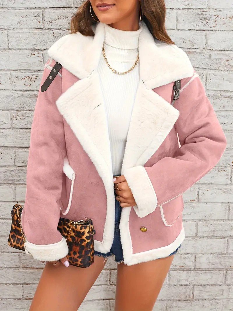 Womens Winter Coat with Lapel Collar Elegant Fit