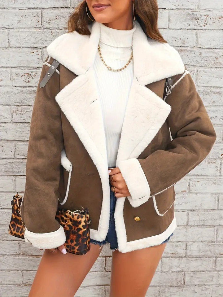 Womens Winter Coat with Lapel Collar Elegant Fit