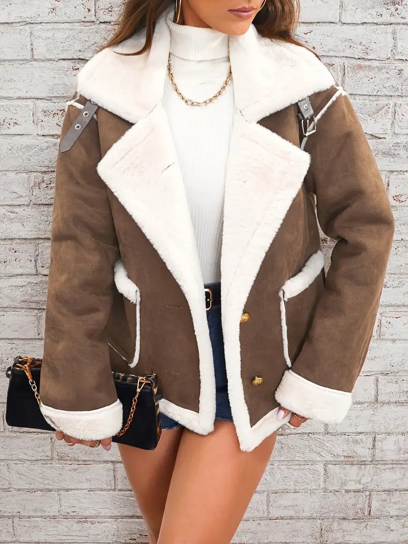 Womens Winter Coat with Lapel Collar Elegant Fit