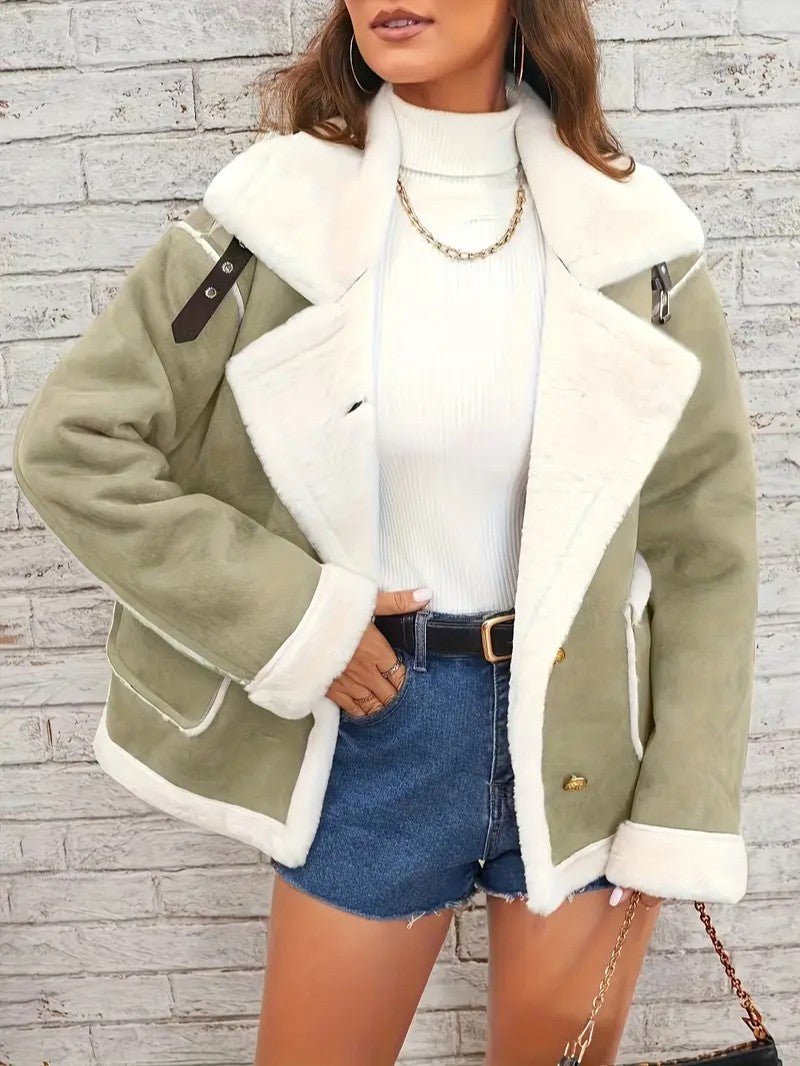 Womens Winter Coat with Lapel Collar Elegant Fit