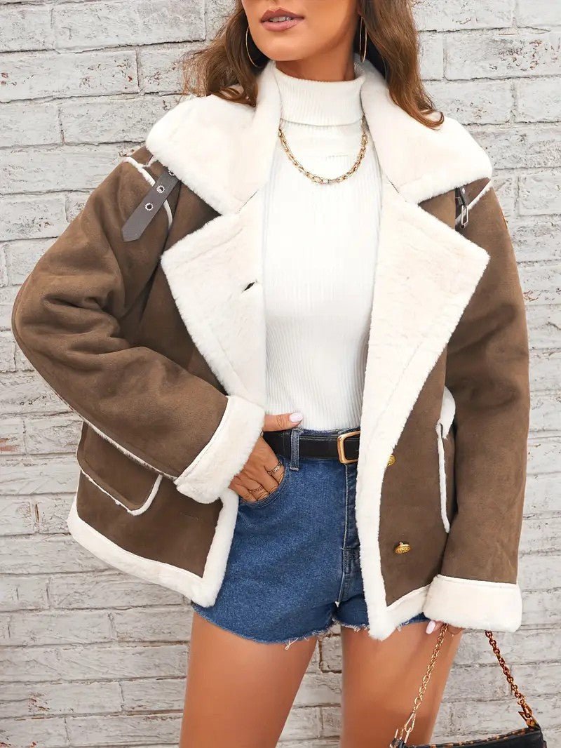 Womens Winter Coat with Lapel Collar Elegant Fit