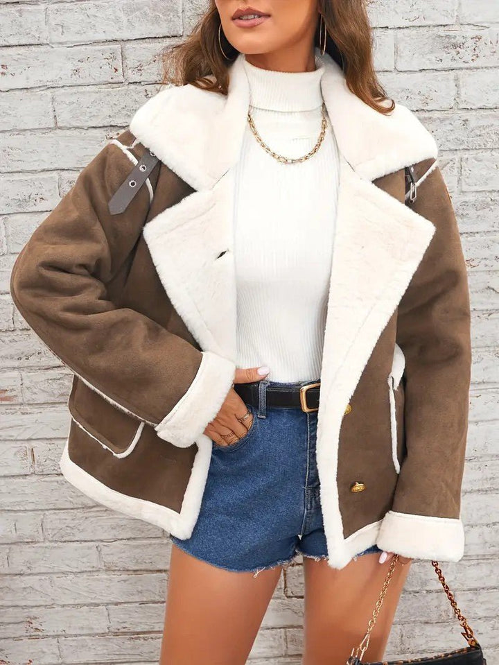 Womens Winter Coat with Lapel Collar Elegant Fit