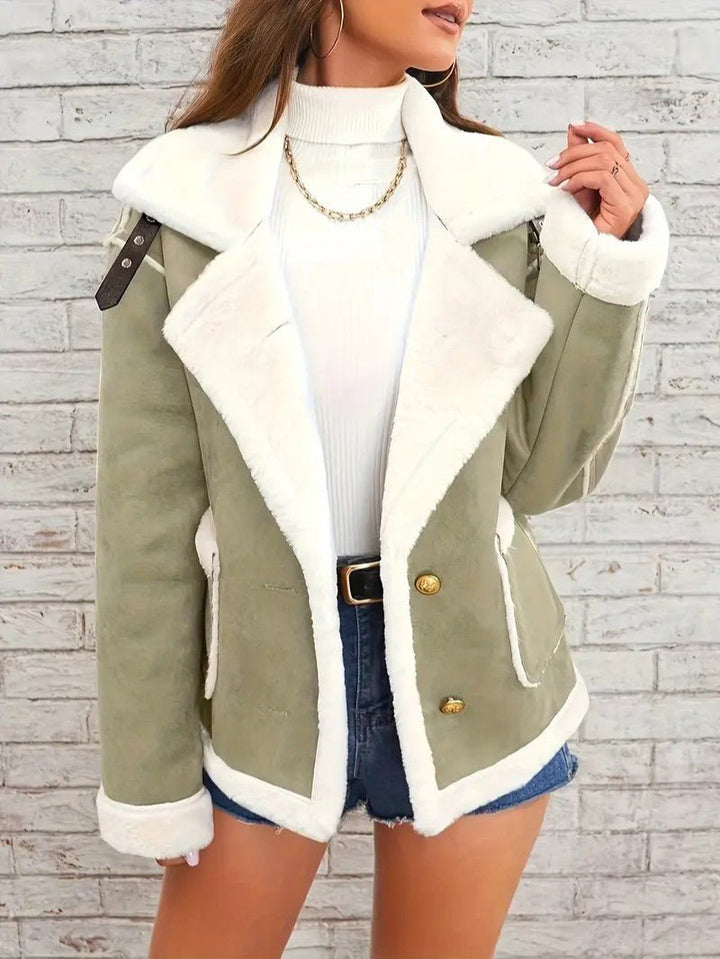 Womens Winter Coat with Lapel Collar Elegant Fit