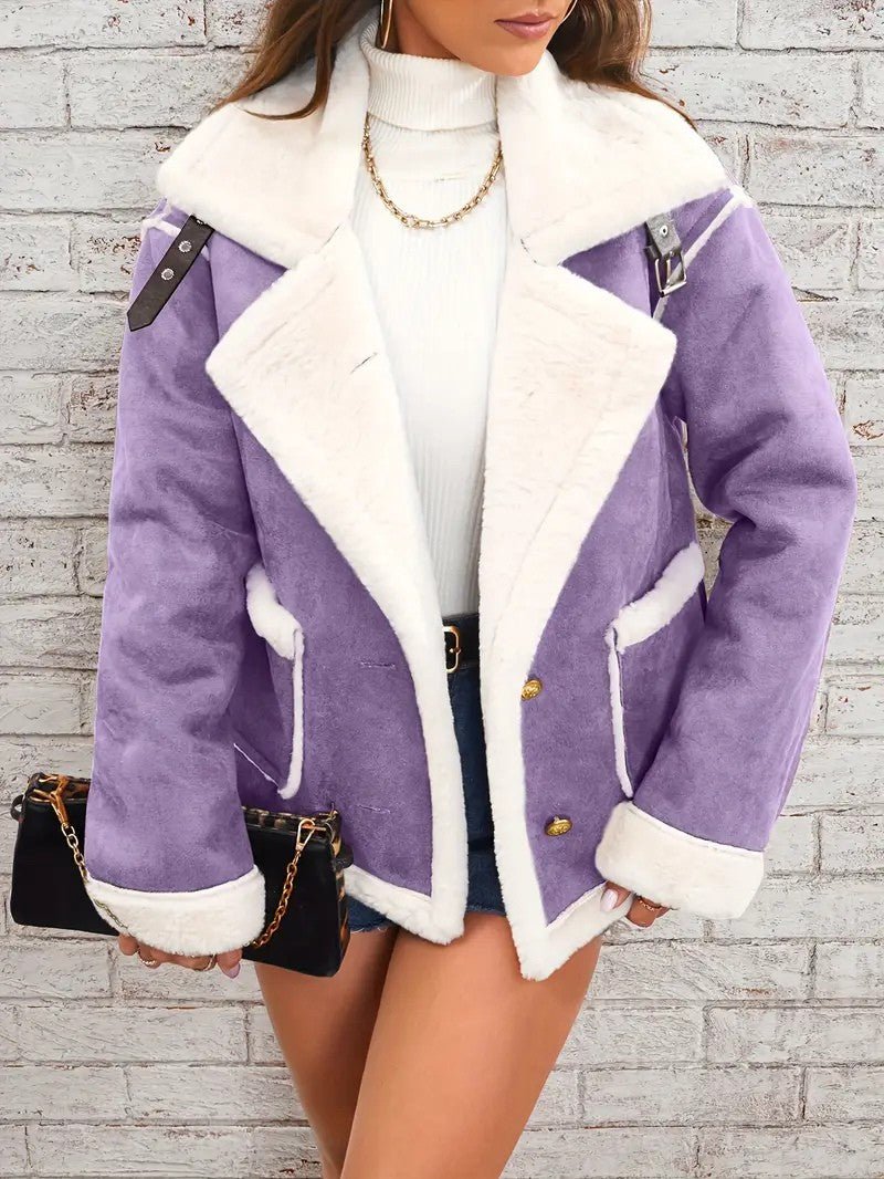 Womens Winter Coat with Lapel Collar Elegant Fit