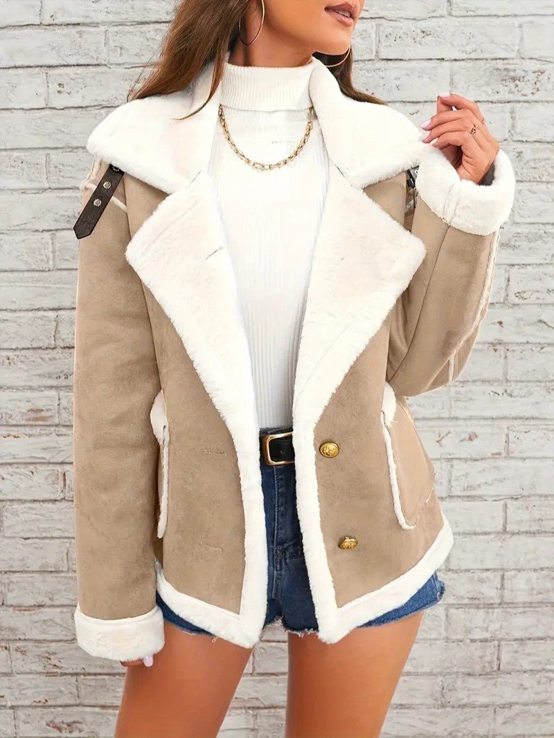 Womens Winter Coat with Lapel Collar Elegant Fit