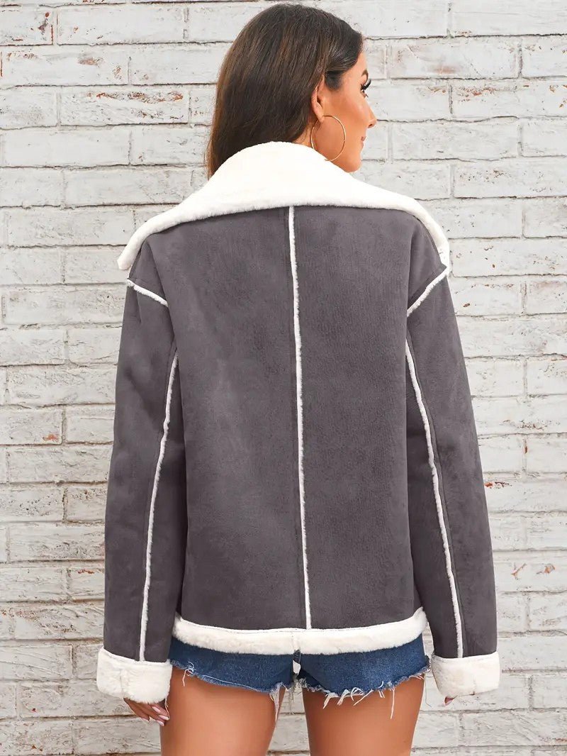 Womens Winter Coat with Lapel Collar Elegant Fit