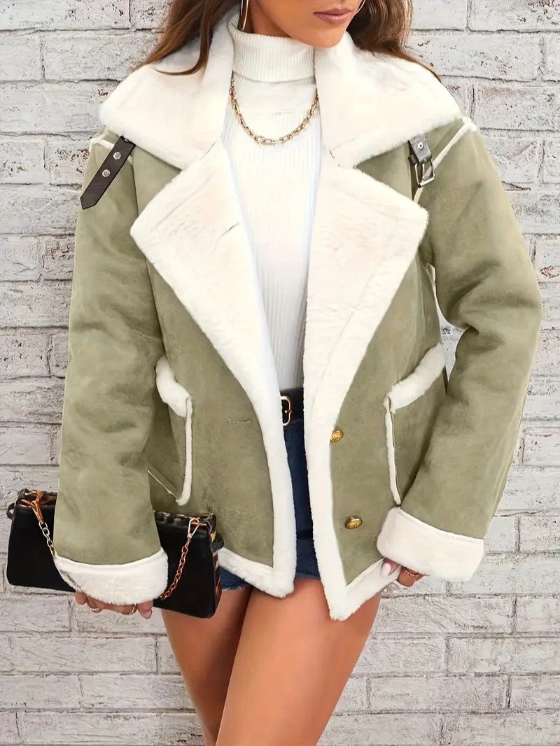 Womens Winter Coat with Lapel Collar Elegant Fit