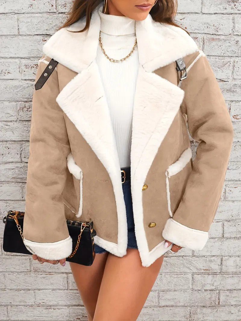 Womens Winter Coat with Lapel Collar Elegant Fit