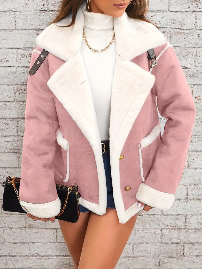 Womens Winter Coat with Lapel Collar Elegant Fit