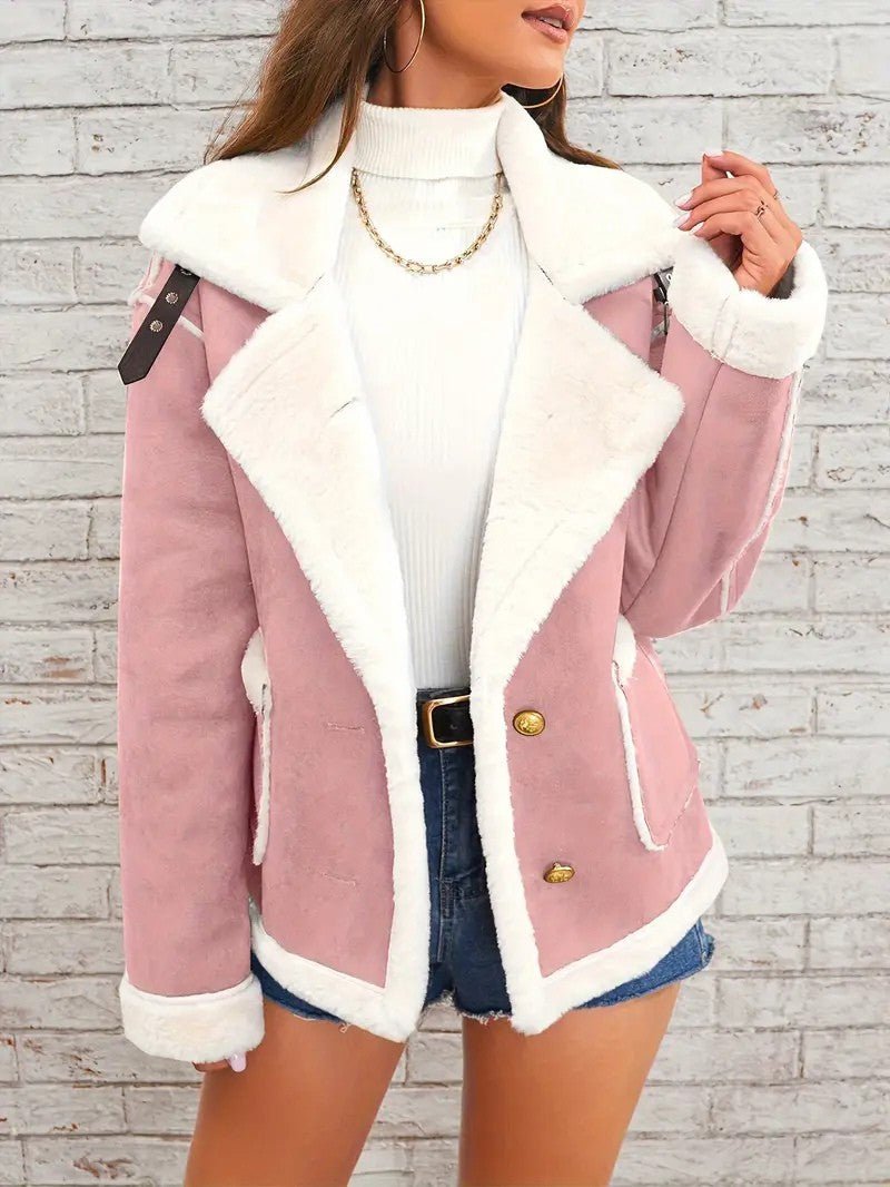 Womens Winter Coat with Lapel Collar Elegant Fit