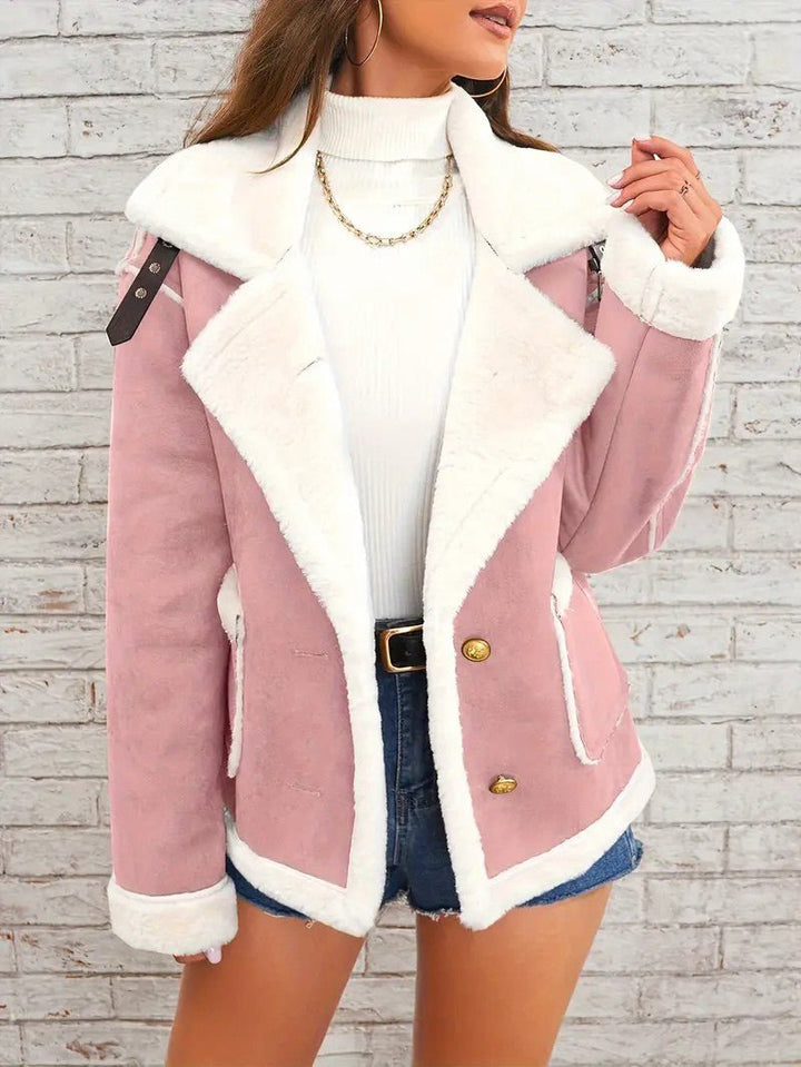 Womens Winter Coat with Lapel Collar Elegant Fit