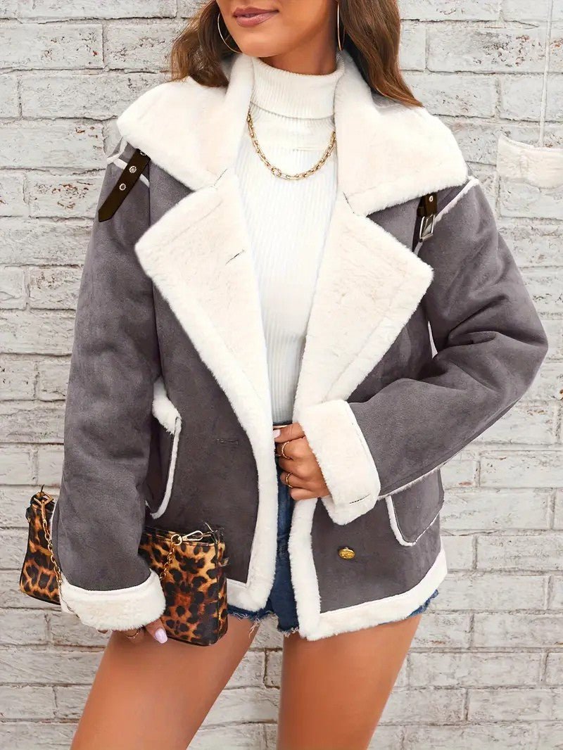 Womens Winter Coat with Lapel Collar Elegant Fit