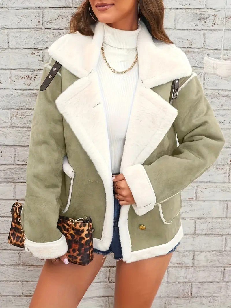 Womens Winter Coat with Lapel Collar Elegant Fit