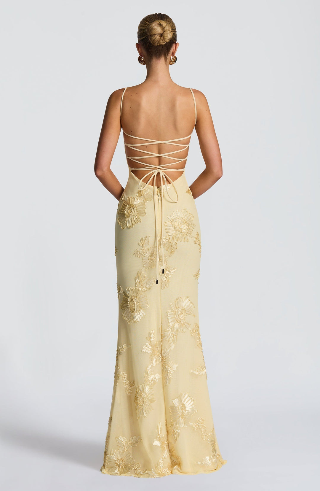 Womens Maxi Dress with Floral Embroidery Wedding Guest