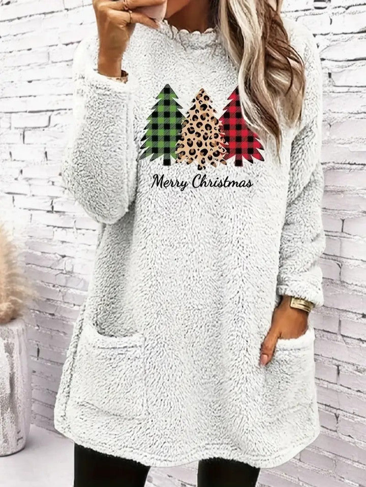 Womens Sweatshirt with Fuzzy Texture Relaxed Fit - BritishMode