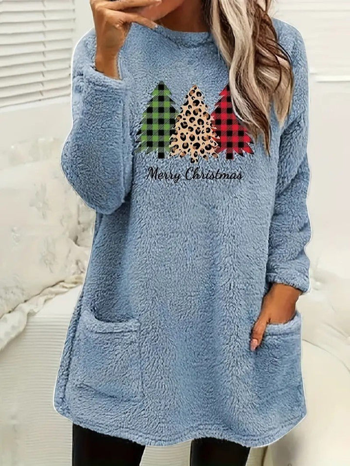 Womens Sweatshirt with Fuzzy Texture Relaxed Fit