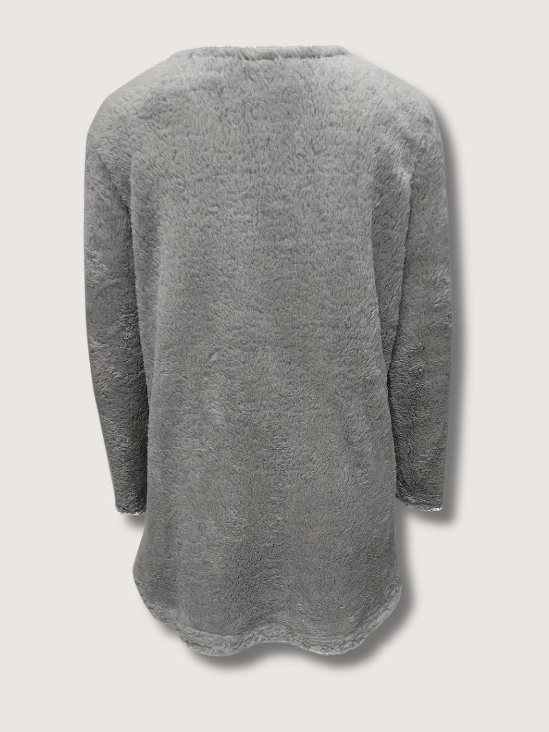 Womens Sweatshirt with Fuzzy Texture Relaxed Fit