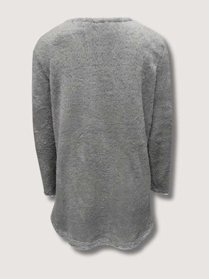Womens Sweatshirt with Fuzzy Texture Relaxed Fit