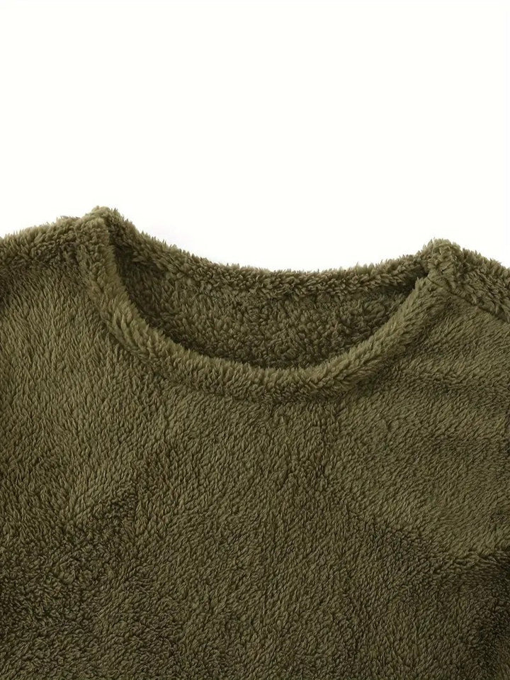 Womens Sweatshirt with Fuzzy Texture Relaxed Fit