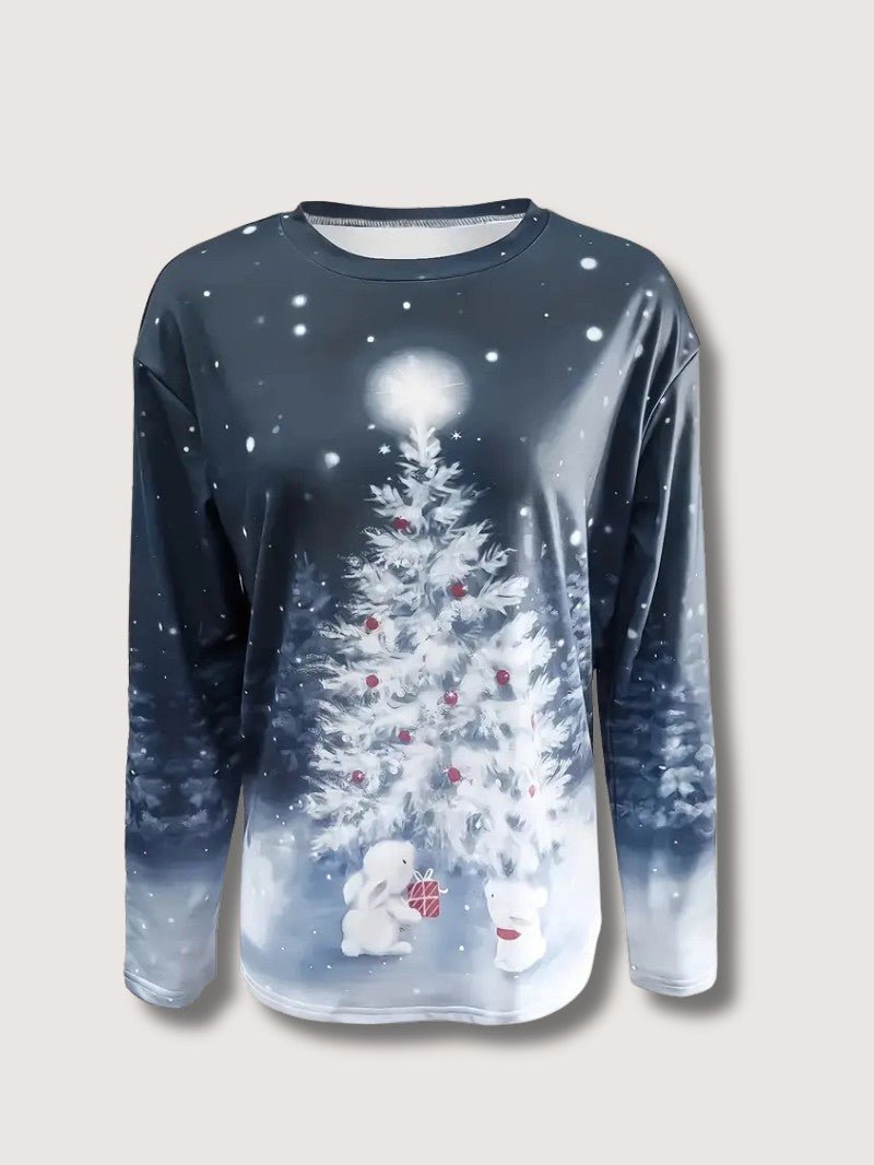 Womens Sweatshirt with Glitter Print Relaxed Fit