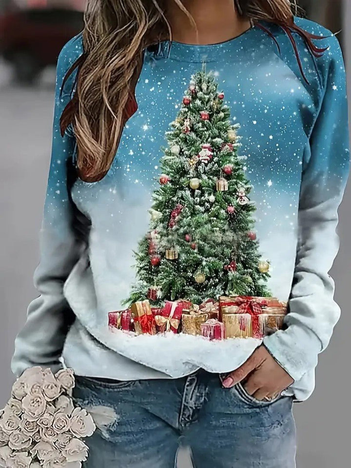 Womens Sweatshirt with Glitter Print Relaxed Fit