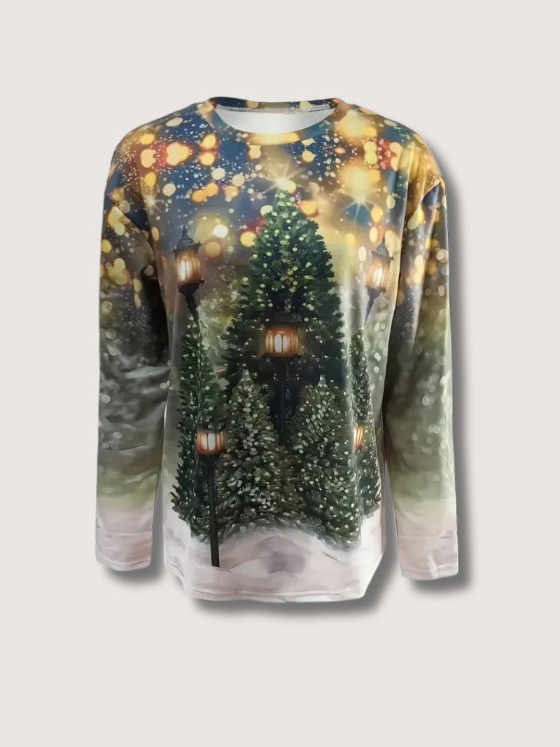 Womens Sweatshirt with Glitter Print Relaxed Fit