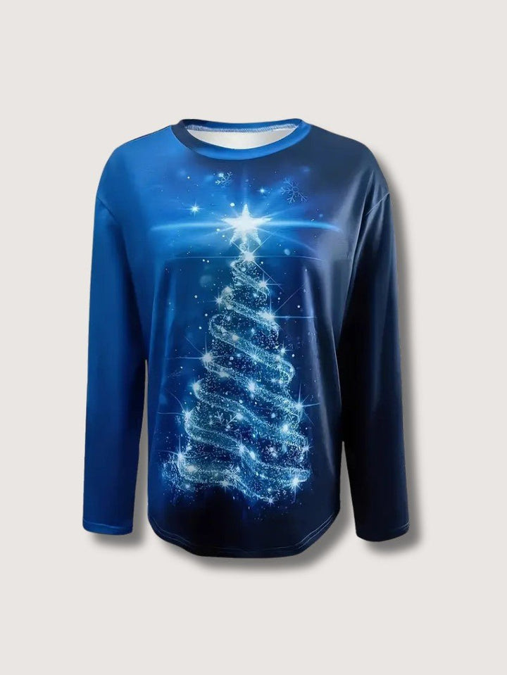 Womens Sweatshirt with Glitter Print Relaxed Fit