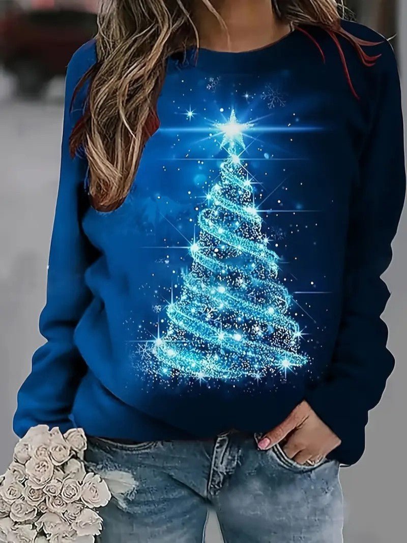Womens Sweatshirt with Glitter Print Relaxed Fit