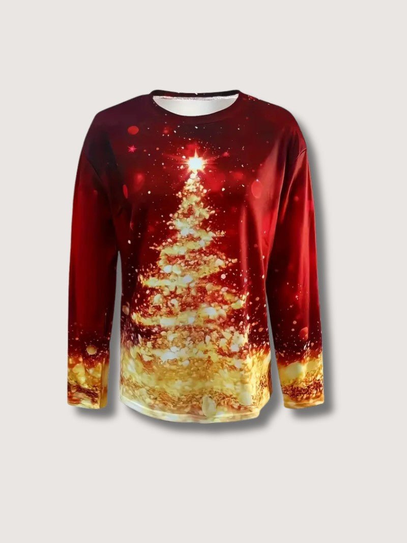 Womens Sweatshirt with Glitter Print Relaxed Fit