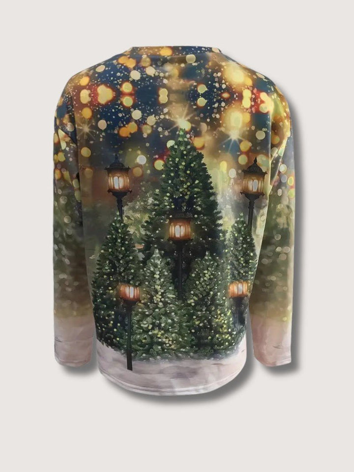 Womens Sweatshirt with Glitter Print Relaxed Fit