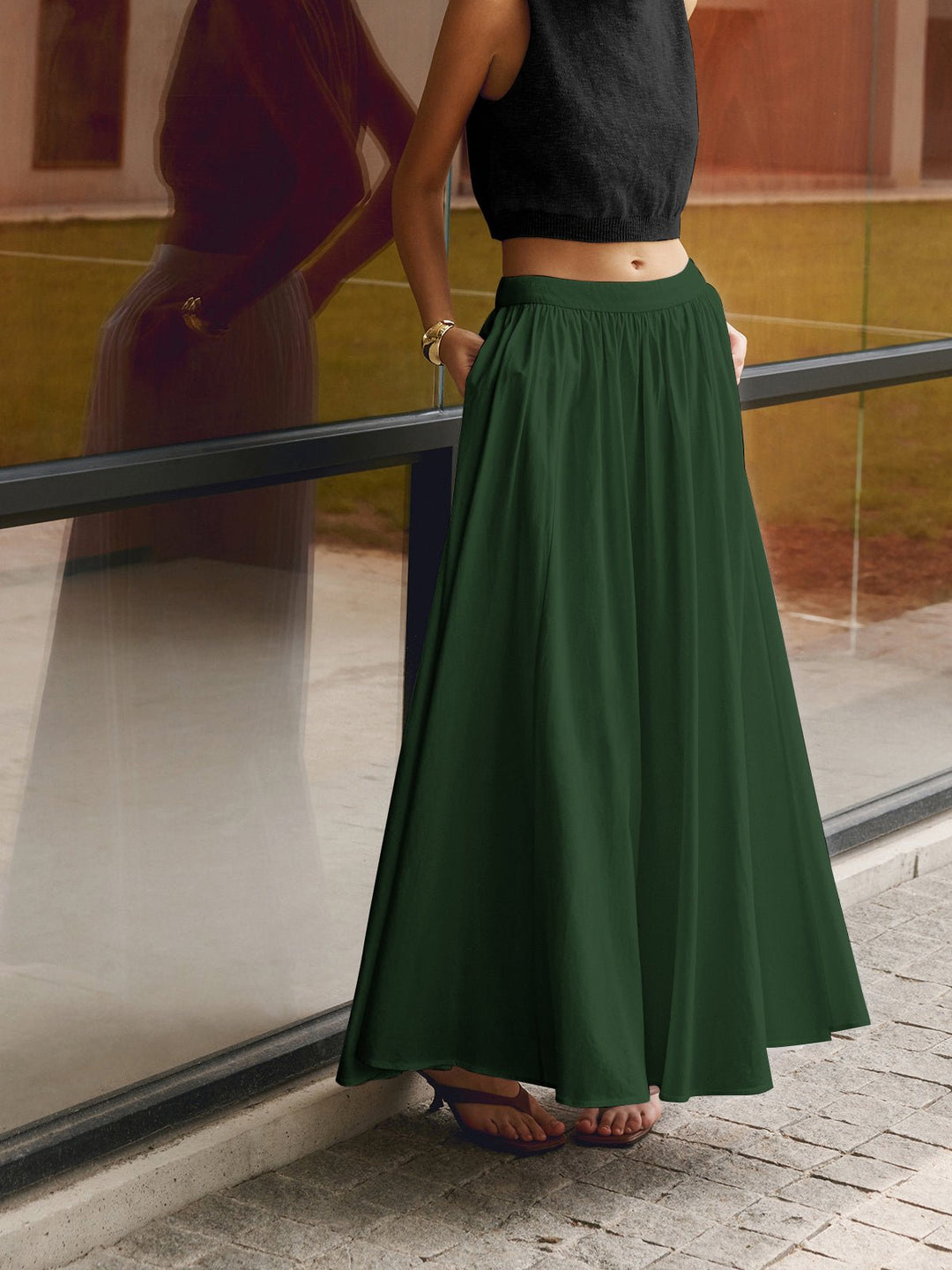 Womens Crop Top and Full Circle Maxi Skirt Set