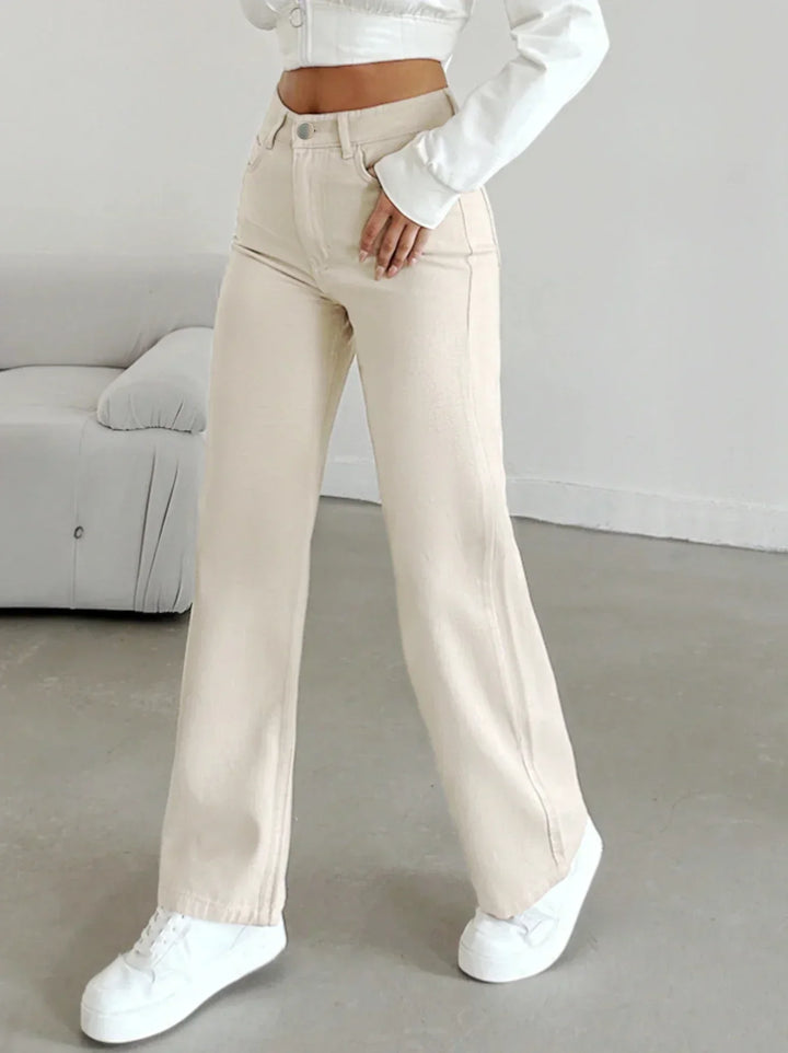 Womens High Waist Straight Leg Pants