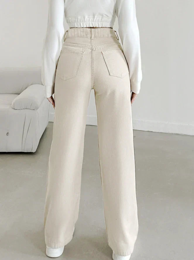 Womens High Waist Straight Leg Pants