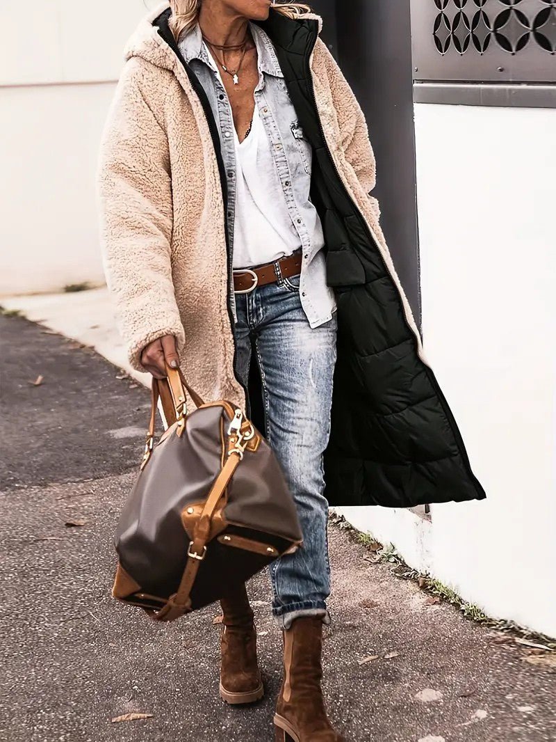 Womens Long Coat Fleece-Lined Warm Fit