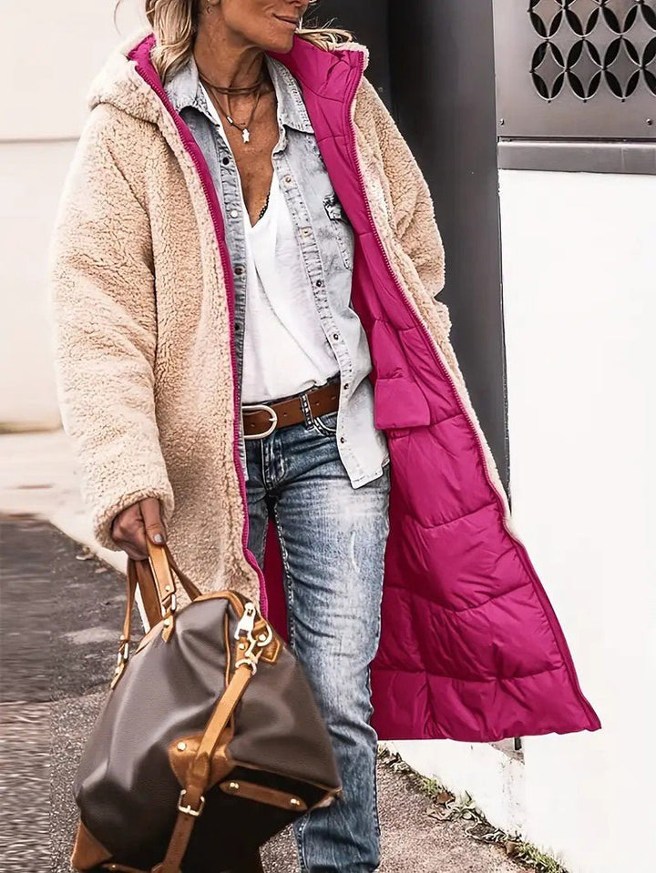 Womens Long Coat Fleece-Lined Warm Fit