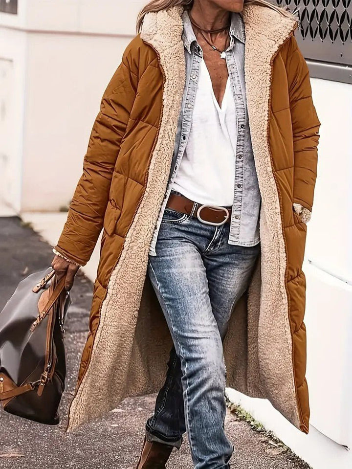 Womens Long Coat Fleece-Lined Warm Fit