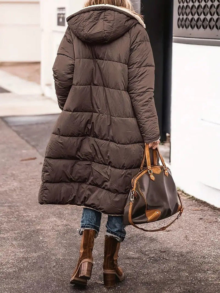Womens Long Coat Fleece-Lined Warm Fit