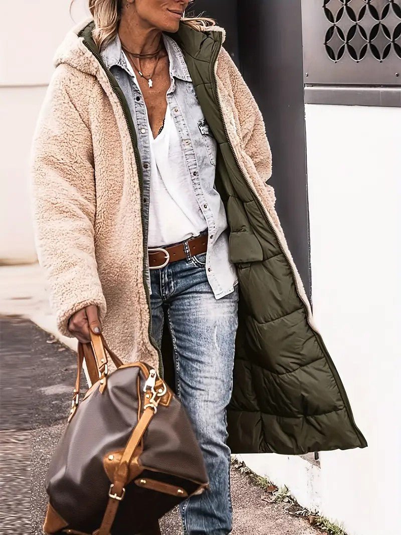 Womens Long Coat Fleece-Lined Warm Fit