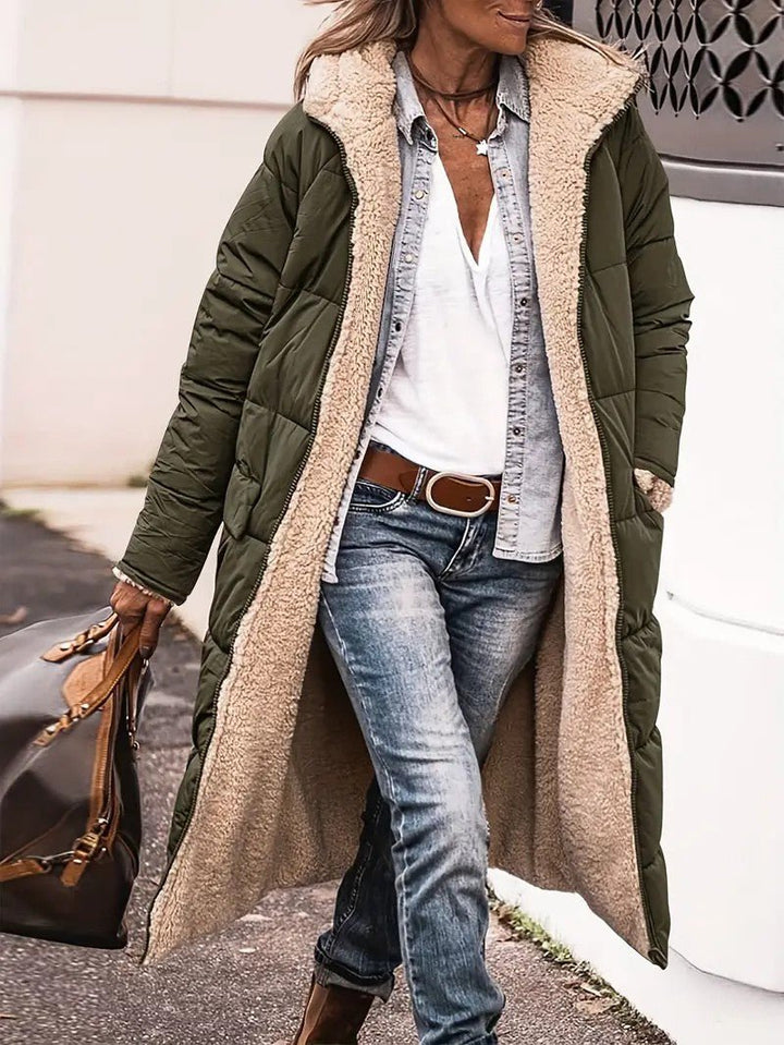 Womens Long Coat Fleece-Lined Warm Fit