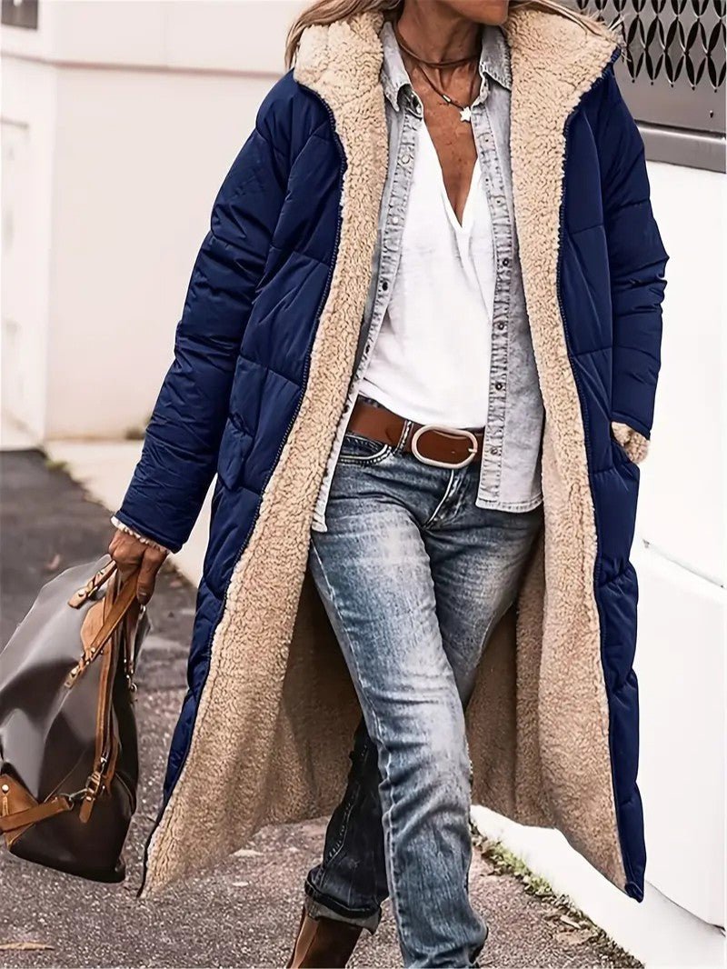 Womens Long Coat Fleece-Lined Warm Fit