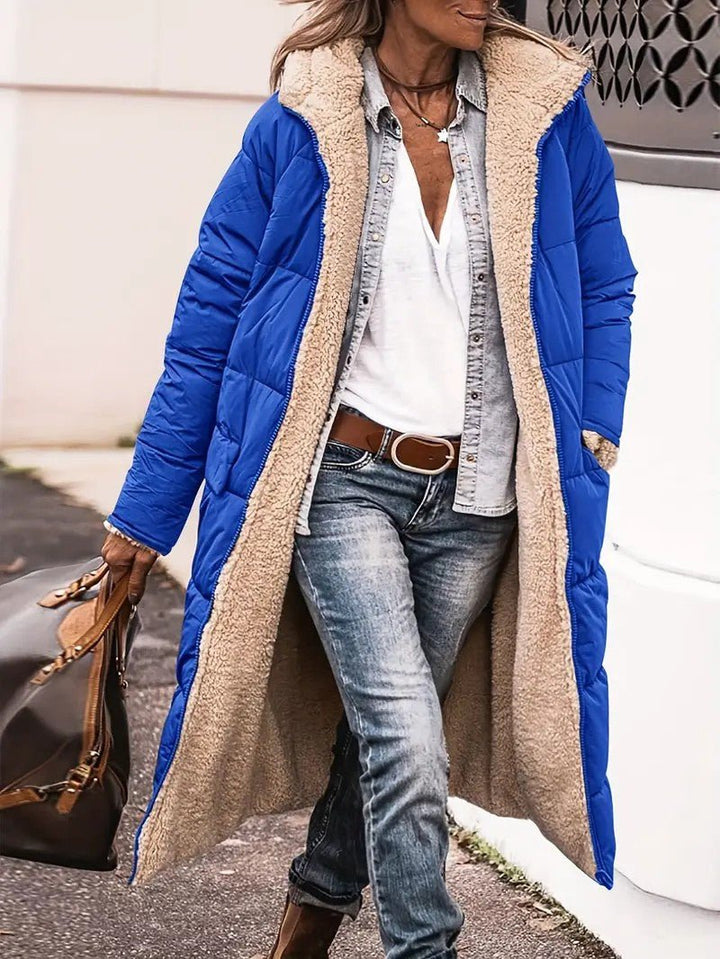 Womens Long Coat Fleece-Lined Warm Fit - BritishMode