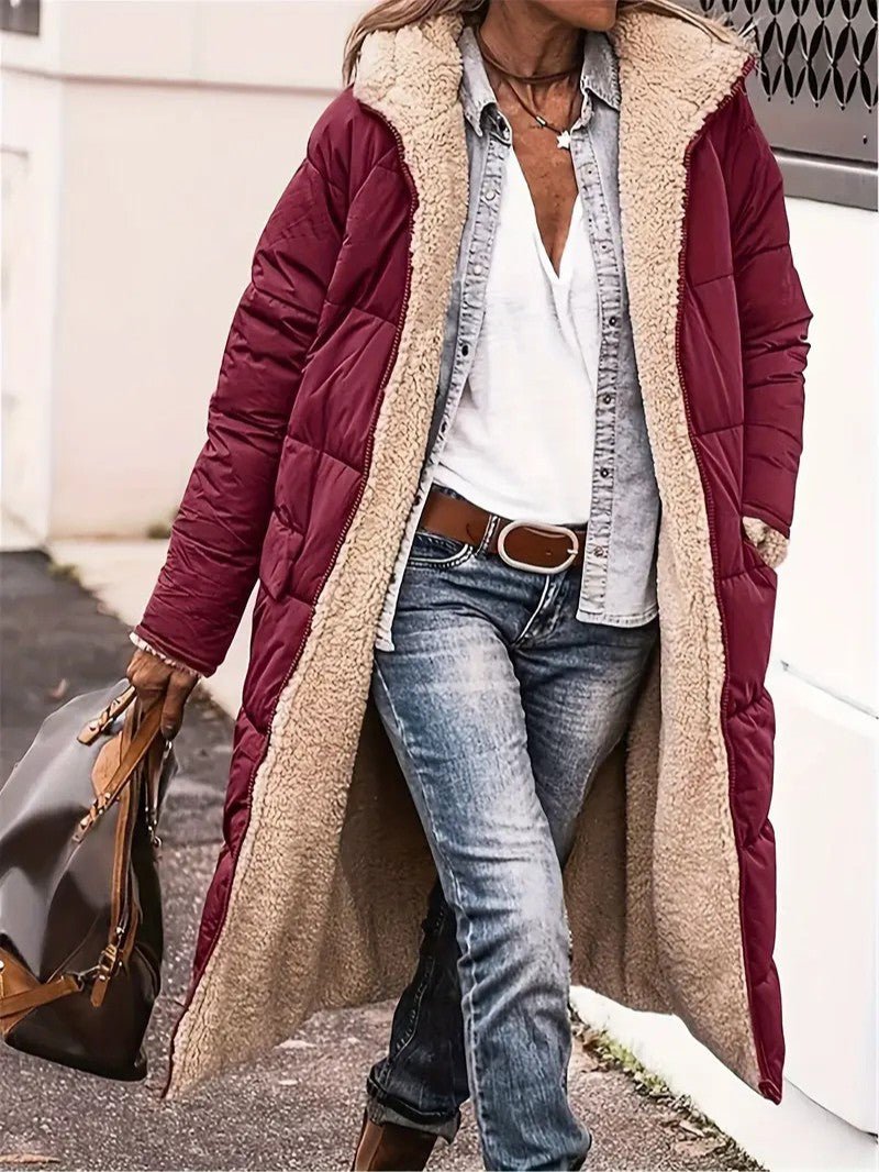 Womens Long Coat Fleece-Lined Warm Fit