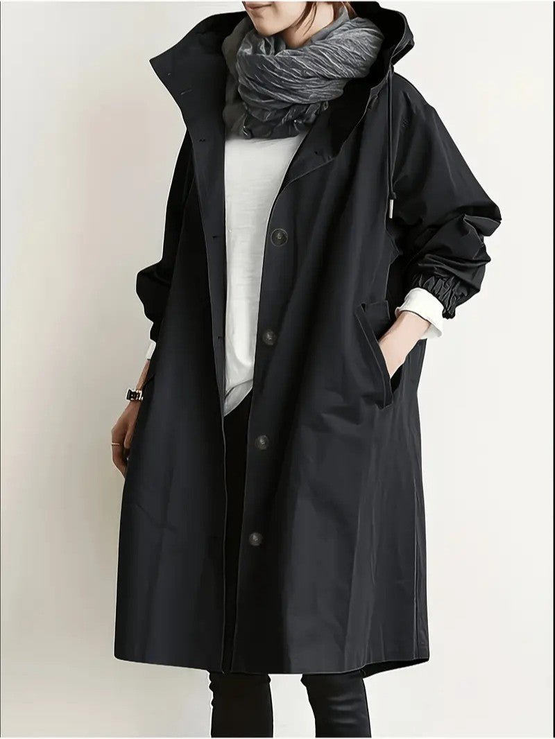 Womens Long Coat with Hood - BritishMode