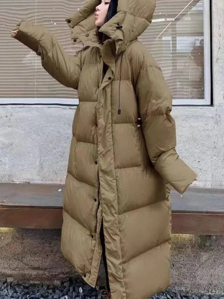 Womens Long Puffer Coat Insulated Hooded - BritishMode