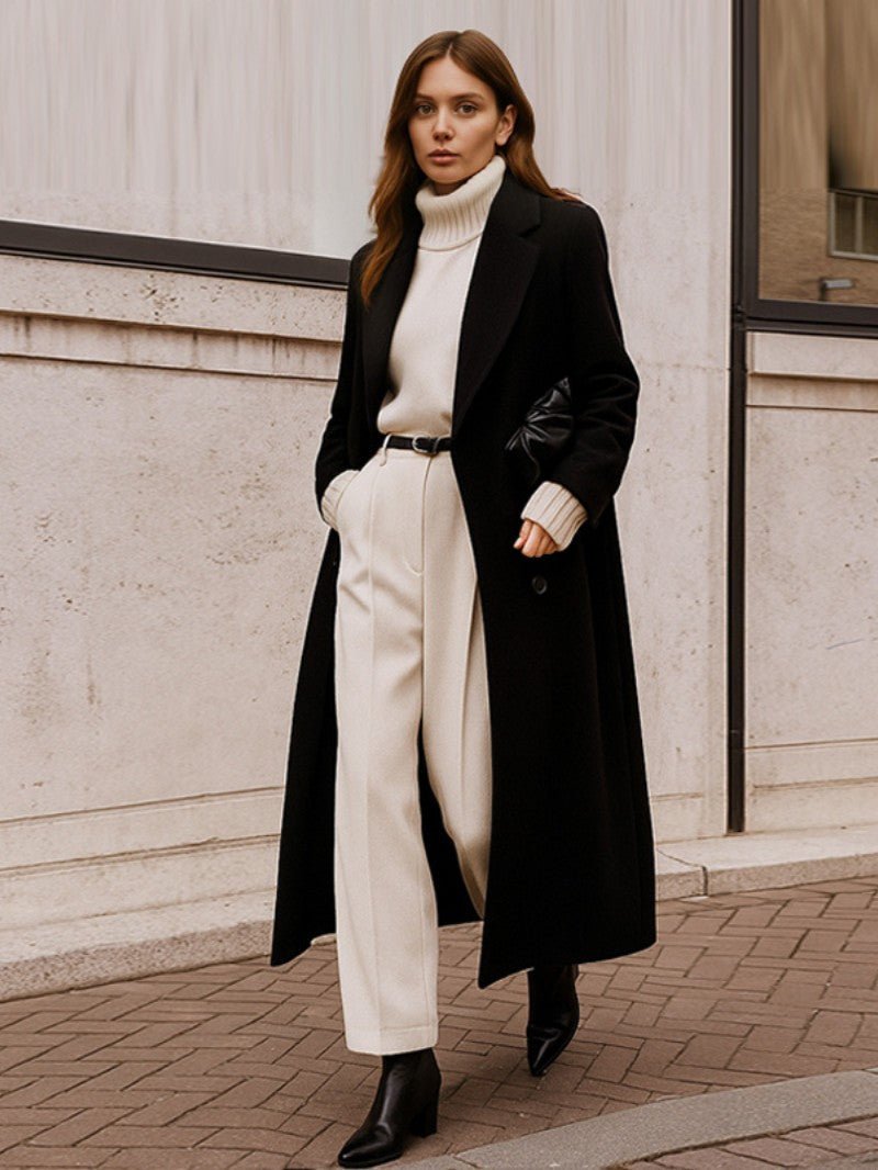 Womens Longline Tailored Wool Overcoat Classic Fit - BritishMode