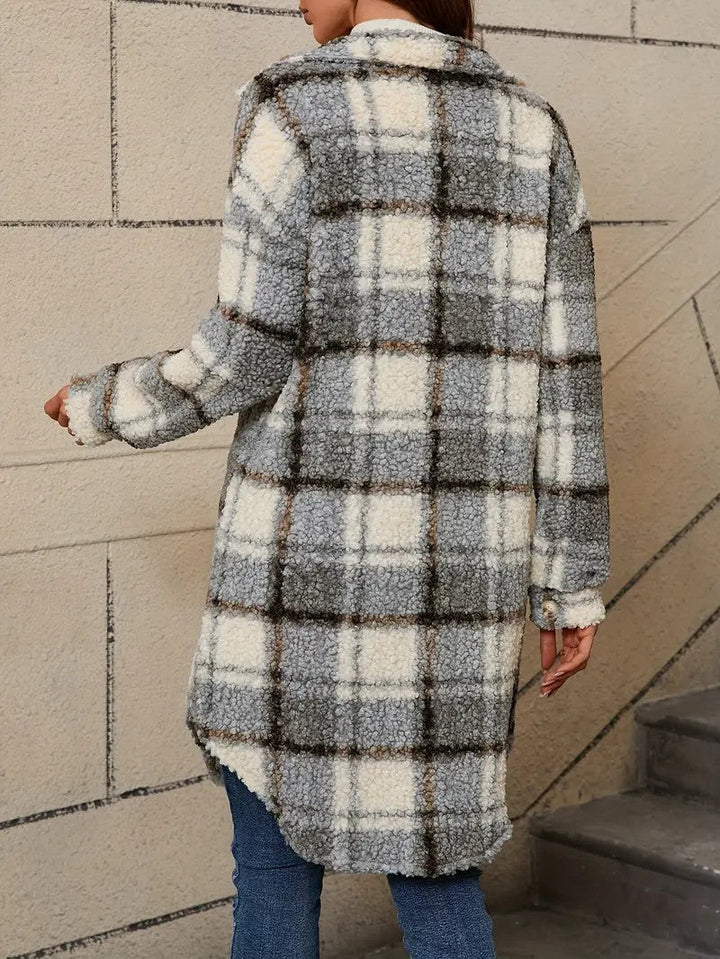 Womens Long Coat Fuzzy Fabric Relaxed Fit