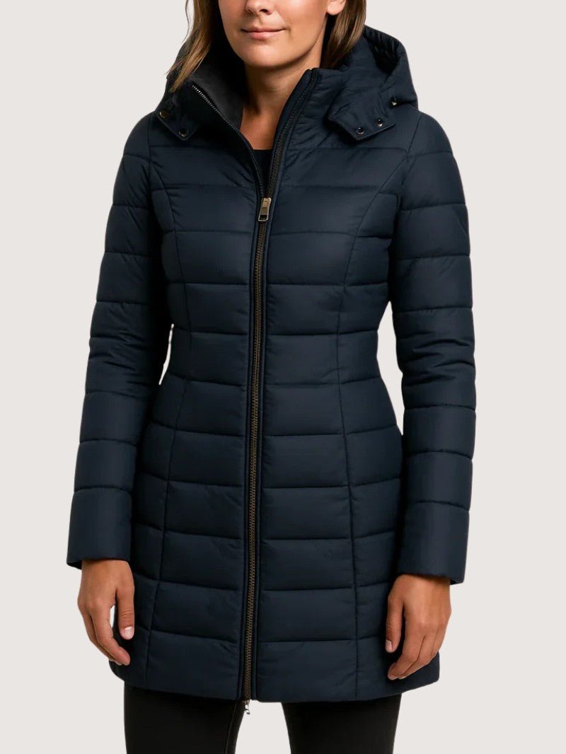 Womens Quilted Coat with Hooded Design - BritishMode