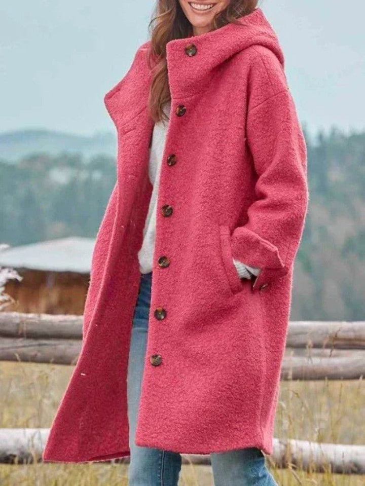 Womens Wool Blend Coat Relaxed Fit with Hood