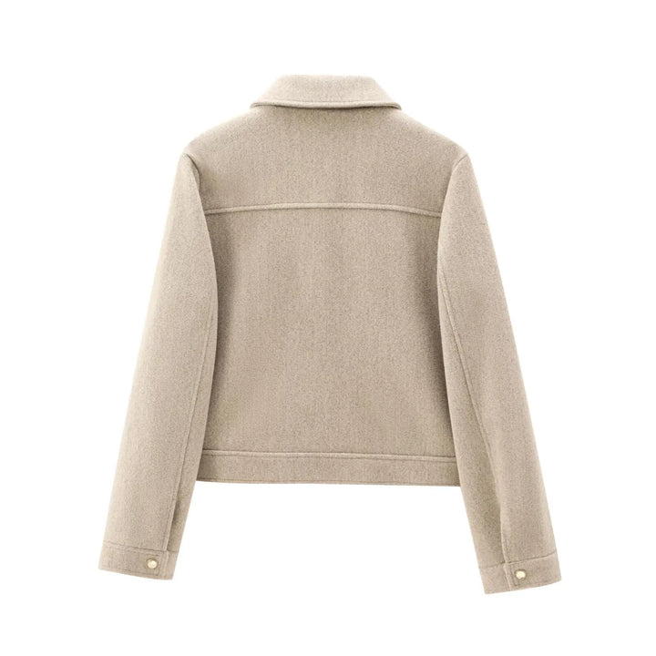 Womens Cropped Bomber Jacket with Zip Closure
