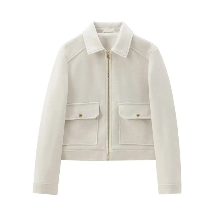 Womens Cropped Bomber Jacket with Zip Closure